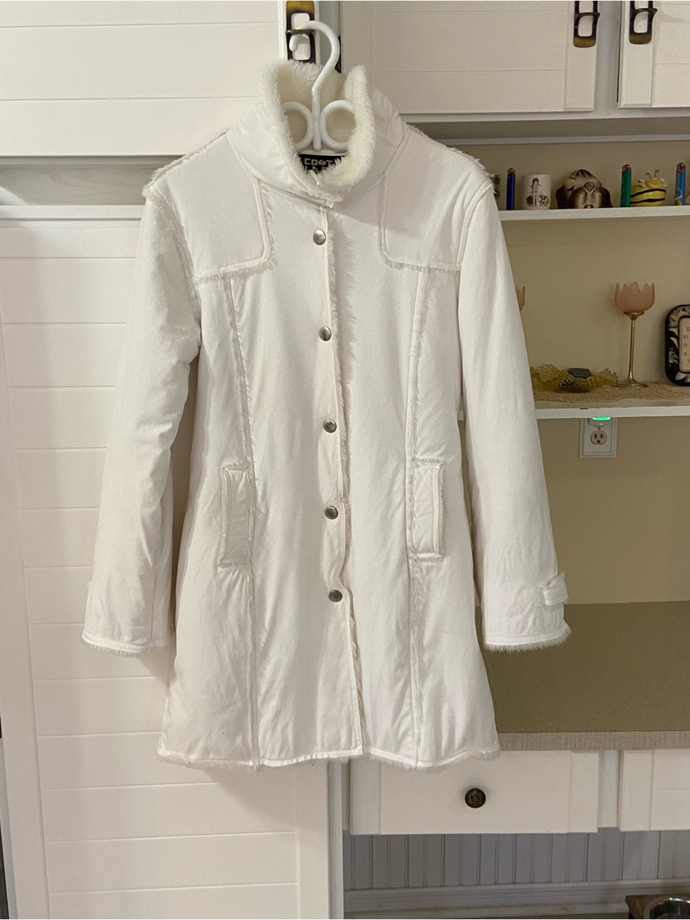 Vintage White Suede Faux Fur Coat